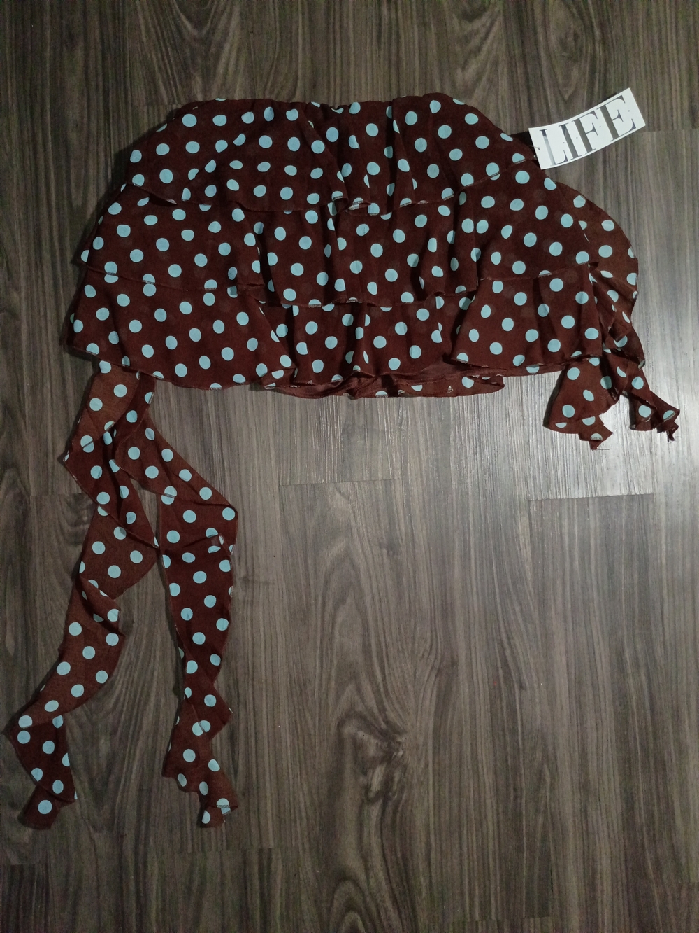 Brown Polka Dot Skirt with Blue Dots